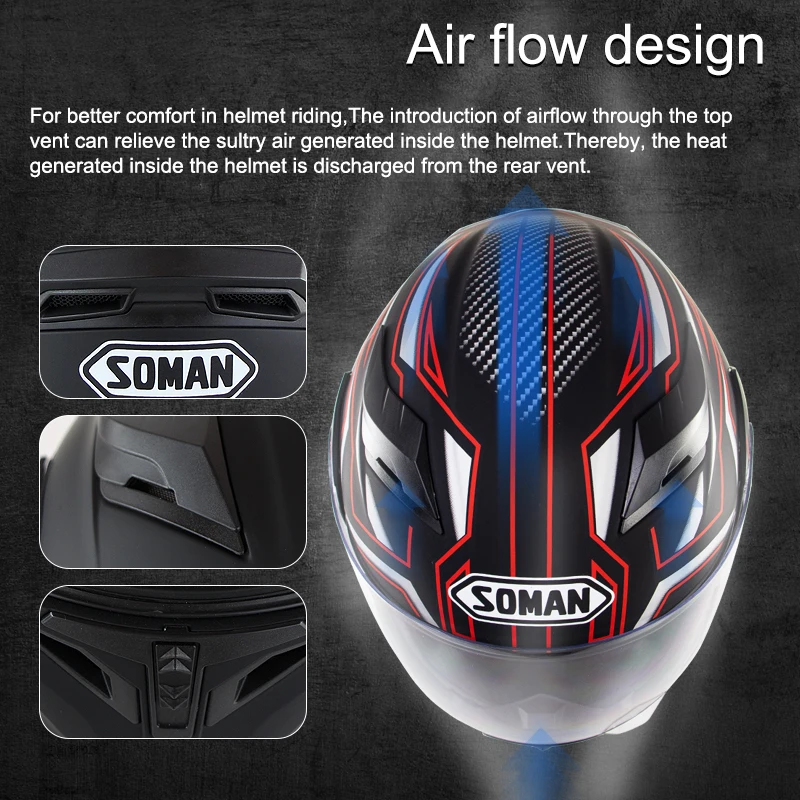 Soman Fullface шлем Bluetooth гарнитура Casco Abs Capacetes Para Moto двойной козырек Capacete мотоциклетные