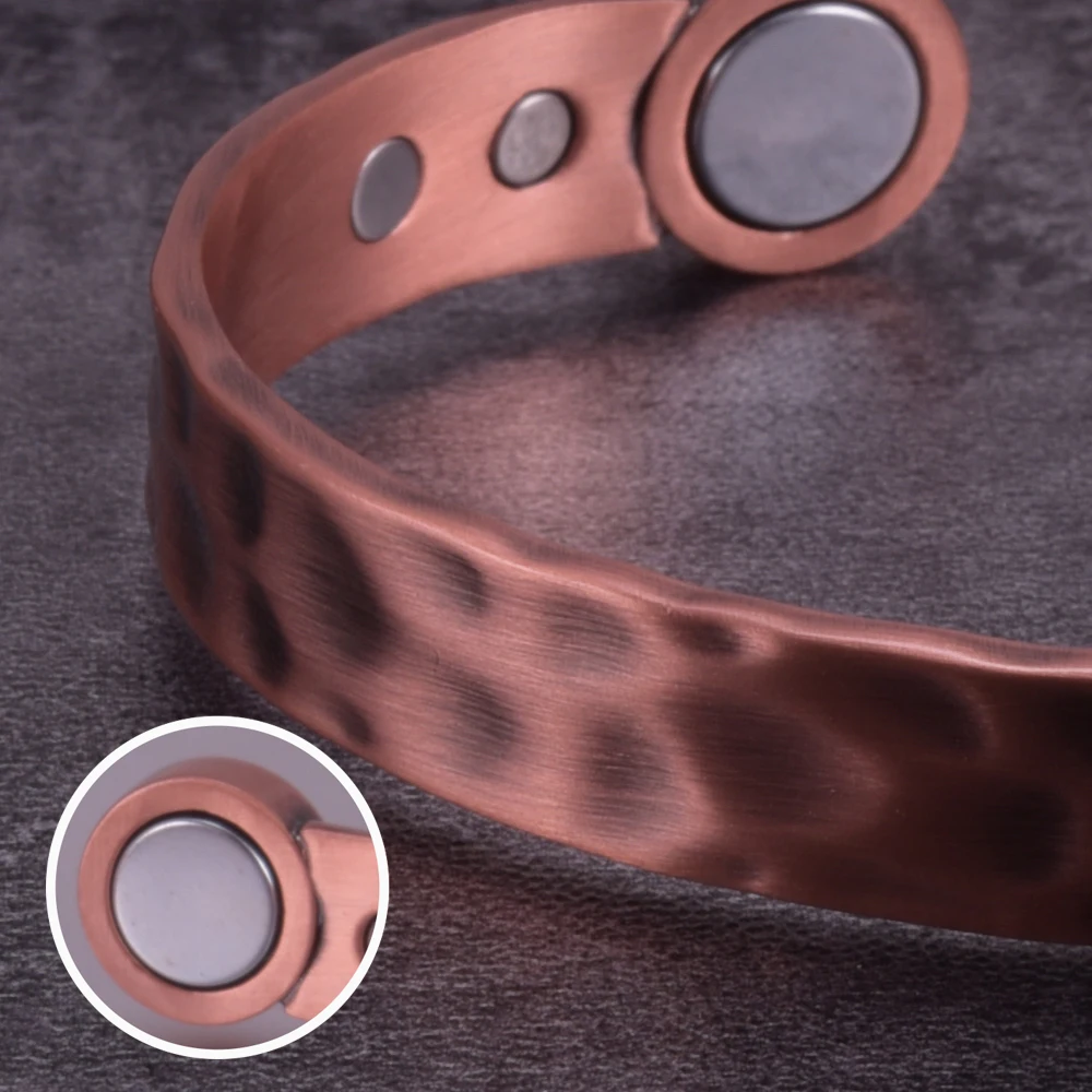 Vinterly Copper Magnetic Bracelets Men 10mm Wide Adjustable Benefits Health Magnet Energy Open Cuff Bangles Resizable Jewelry 6