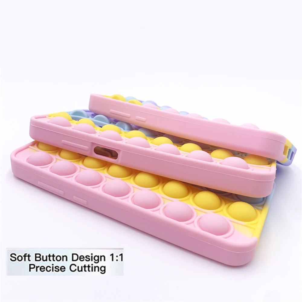 For Redmi Note 9 Pro 9S 7 8 Pro Push Pop Bubble Fidget Toy Soft Case for Redmi 9 9T 9C 9A Mi Poco X3 M3 Sensory Stress Reliver