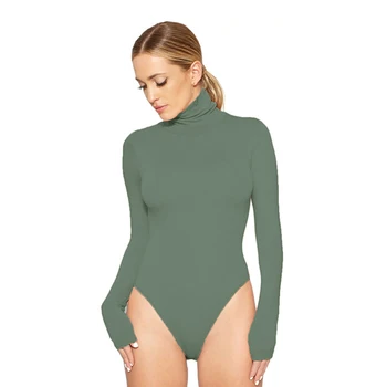 

Turtleneck Long Sleeve Women Bodysuits Elastic Slim Elegant Femme Jumpsuits High Waist Autumn Winter Clothing Female 12 Colors