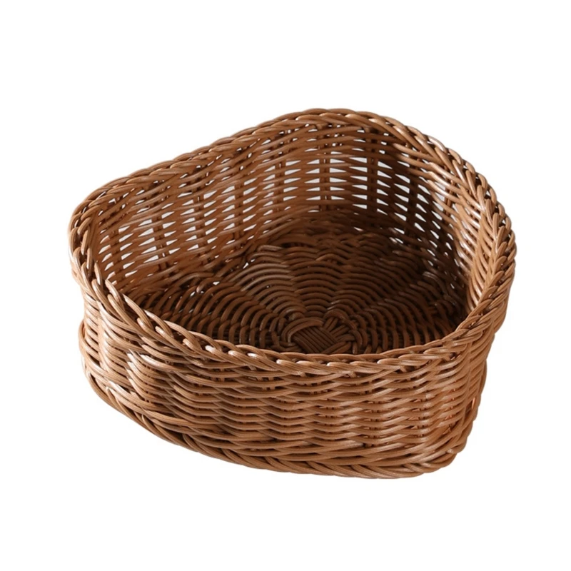 Imitation Rattan Basket Gift Empty Heart Woven Picnic Cheap Easter Candy  Baskets Storage Wine Egg for Gathering Wedding