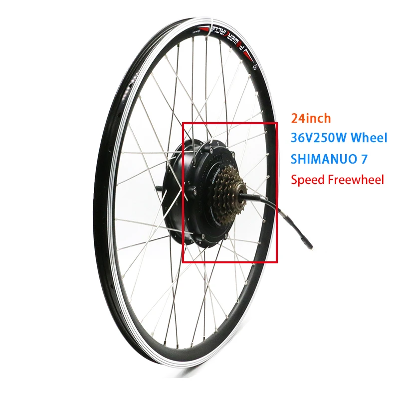 2" 26" 700C мотор для центрального движения колеса Электрический велосипед 36V 250W бесколлекторный мотор Электрический велосипед conversion kit с 6 или 7 Скорость кассета - Цвет: 250W 24INCH 7 speed