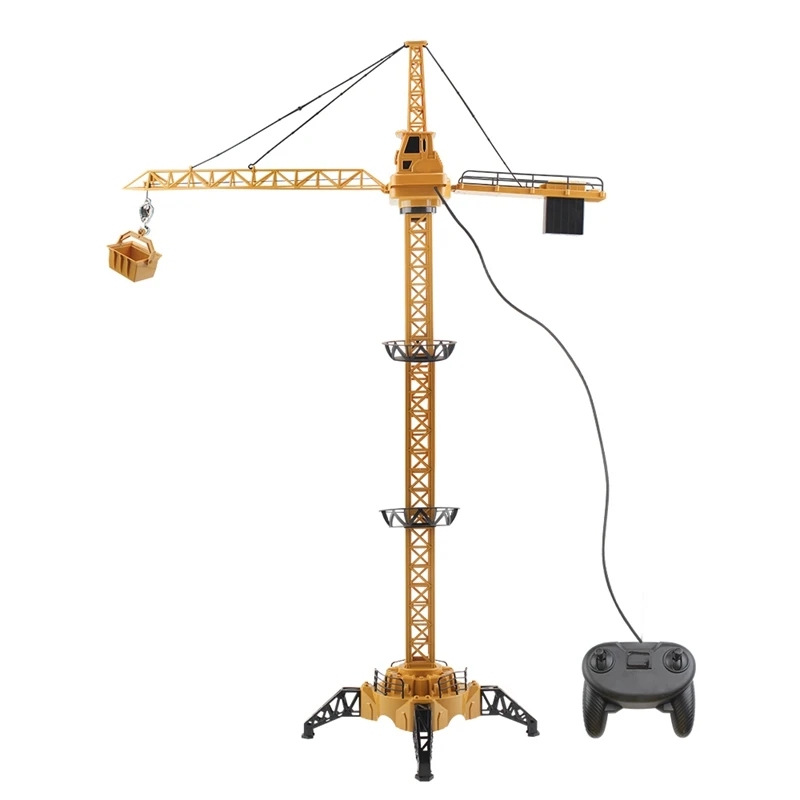 FBIL-Remote Control Crawler Crane Toy for Children Hanging Tower Crane with Working Tower Light Adjustable Height 128CM