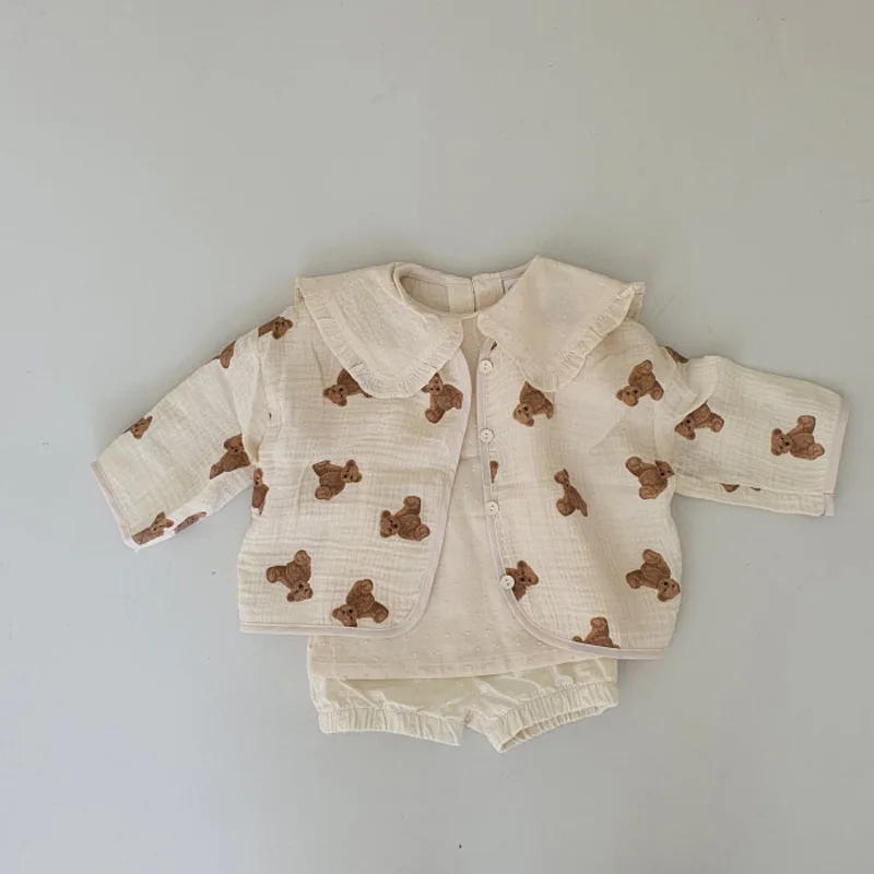 Newborn Baby Boy Girl Cotton Linen Cardigan Infant Toddler Coat Child Breathable Jacket Summer Spring Autumn Baby Clothes 0-3Y