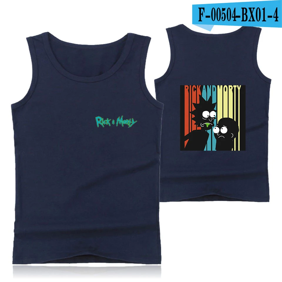 navy blue Рик и Морти модные майки с принтом для женщин/мужчин летний крутой жилет без рукавов горячая распродажа Повседневная Уличная одежда - Цвет: navy blue