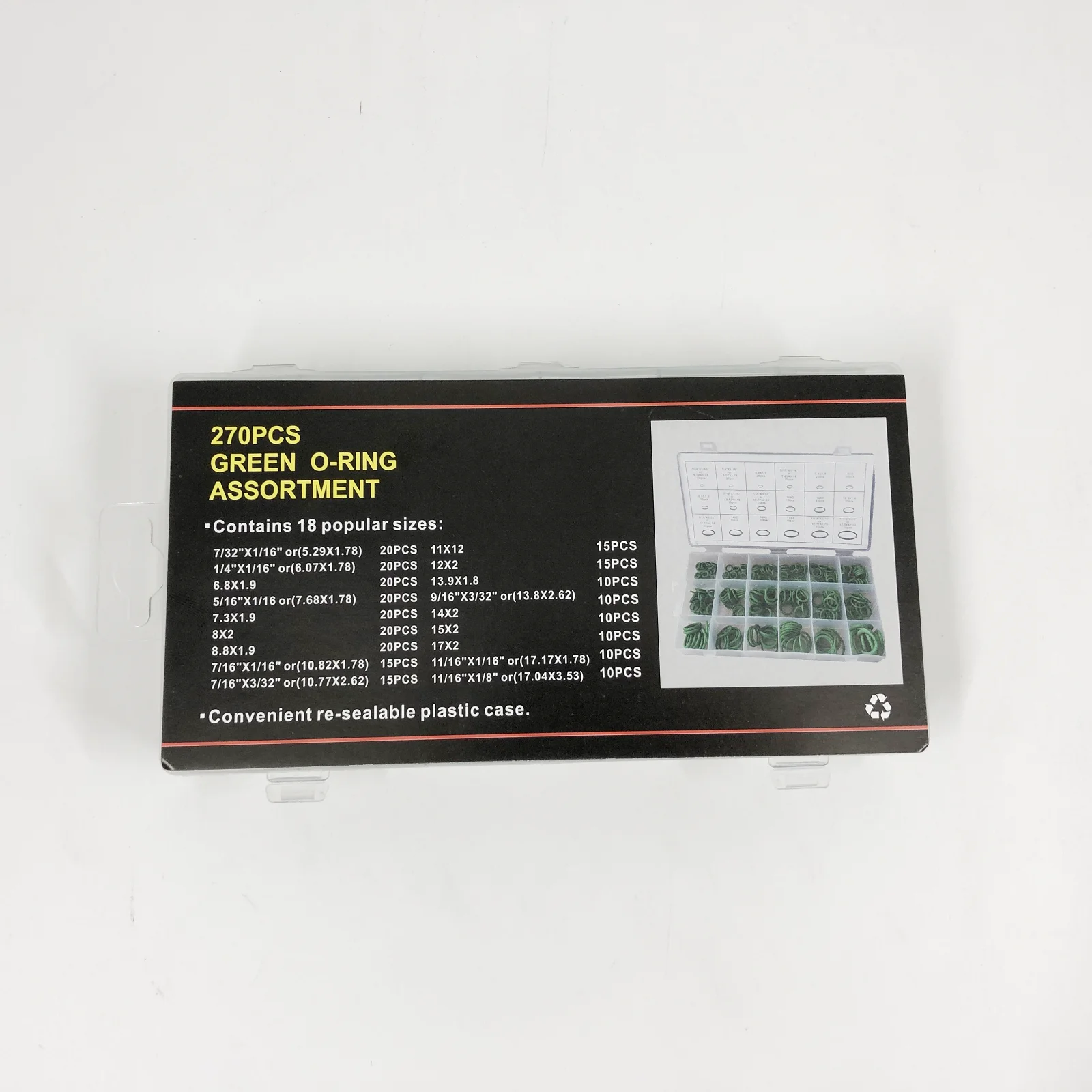 270Pcs 18Sizes AC A/C System O-Ring Gasket Seals Washer Rapid Seal Repair Kit Rubber O-Ring Kit Auto Car Air conditoner