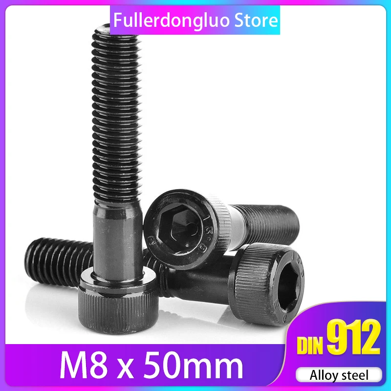 Винт FullerKreg M8X50 мм шаг резьбы 1 25 ISO 4762 класс шестигранного привода 12 9 черная окись