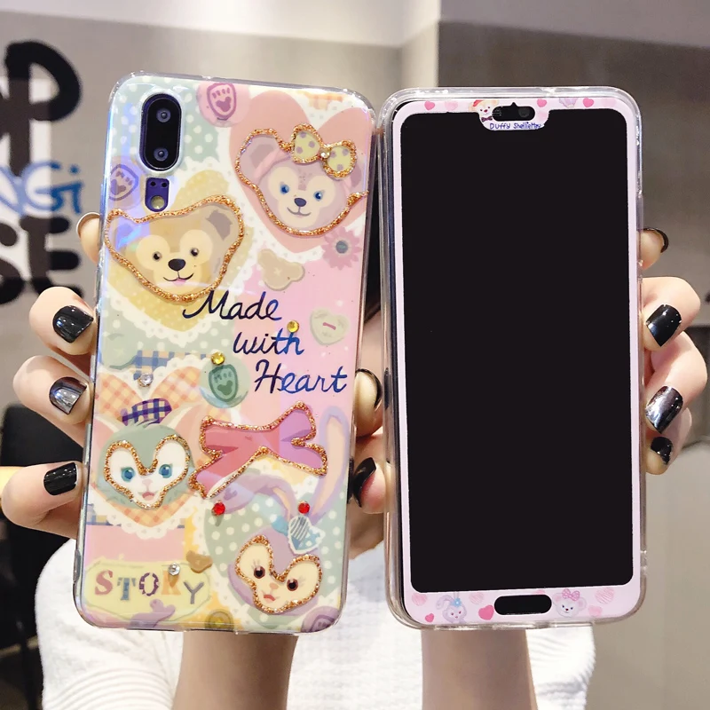 Для huawei P30 pro bling Медведь Даффи игрушка мягкий чехол и закаленное стекло экран пленка для huawei P20 mate20 pro блестящий чехол+ flim