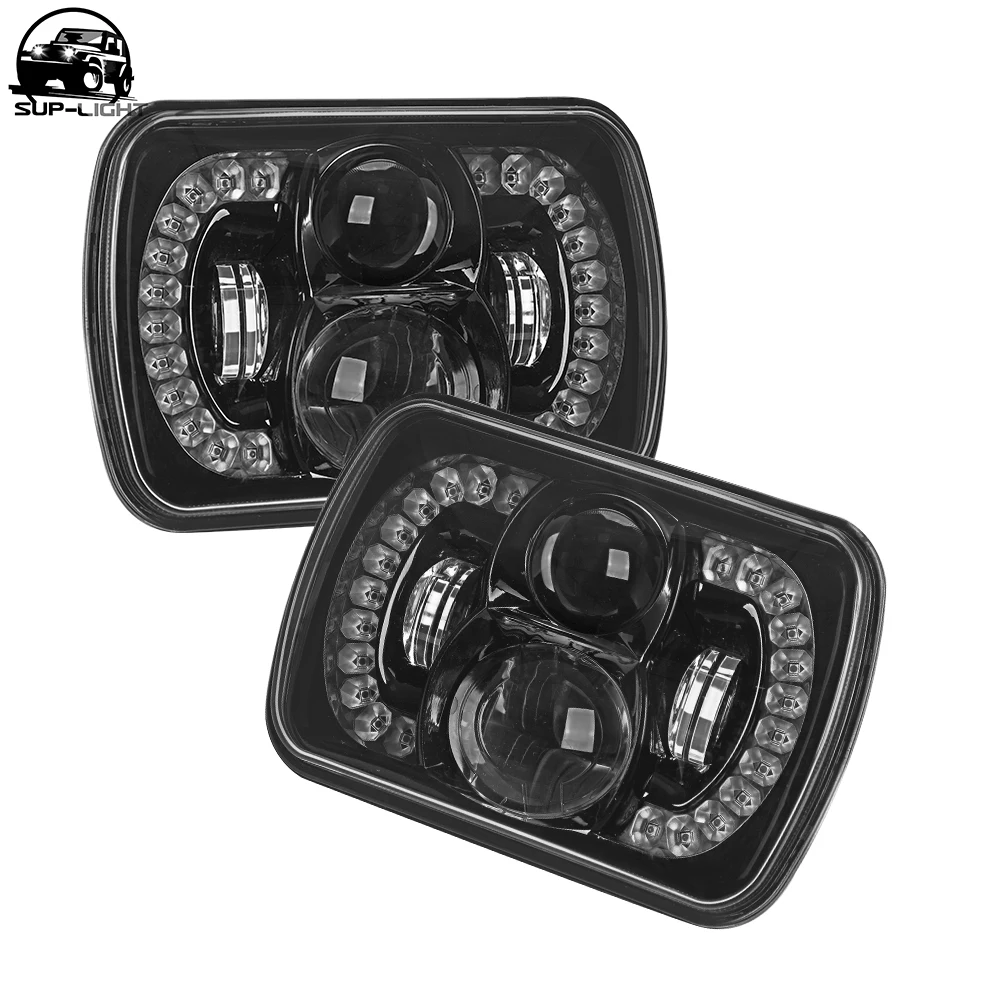 7x6 5x" светодиодный фонарь DRL морской Светодиодный луч для Jeep Cherokee XJ грузовик Toyota Пикап Hi/Lo светодиодный прямоугольный налобный фонарь 12 В 24 В