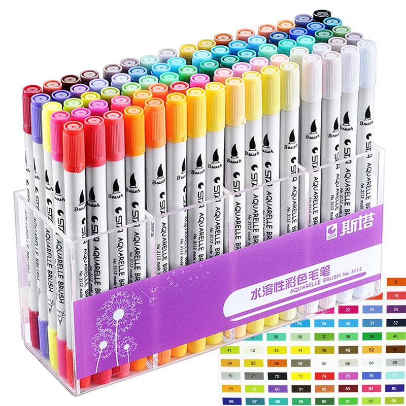 

36/48/80 Colors Drawing Marker Pen Set Art Supplies Watercolor Brush Marker Pen Dual Fine Liner Pens Art Markers School Supplies