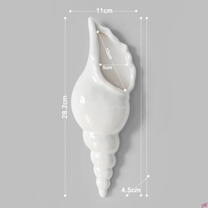 03 like pic White Elegant Ceramic Wall Vase Mural-Conch Shaped - Цвет: 03 like pic