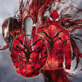 

Movie Venom 3D Print Hoodie Spiders Anime Cosplay Hoodies Men Woman Fashion Zipper Cardigan Hooded Jacket Streetwear Sweatshirt