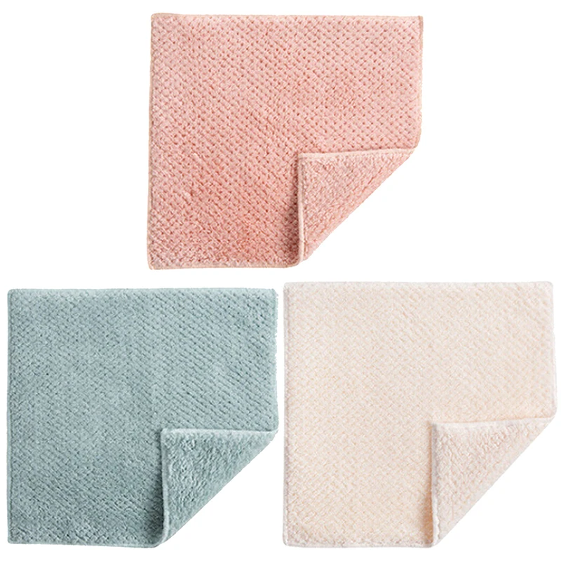 2018 Party Coral Fleece Kitchen Clean Towel Super Absorbent Clean Cloth Light Pink Light Blue Beige 3 Colors Sink Wipe Home New
