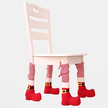 

1/4pcs Cute Table Leg Mat Home Dressing Dining-Table Chair Protective Case Stool Legs Christmas Chair Cover Xmas Decor Y