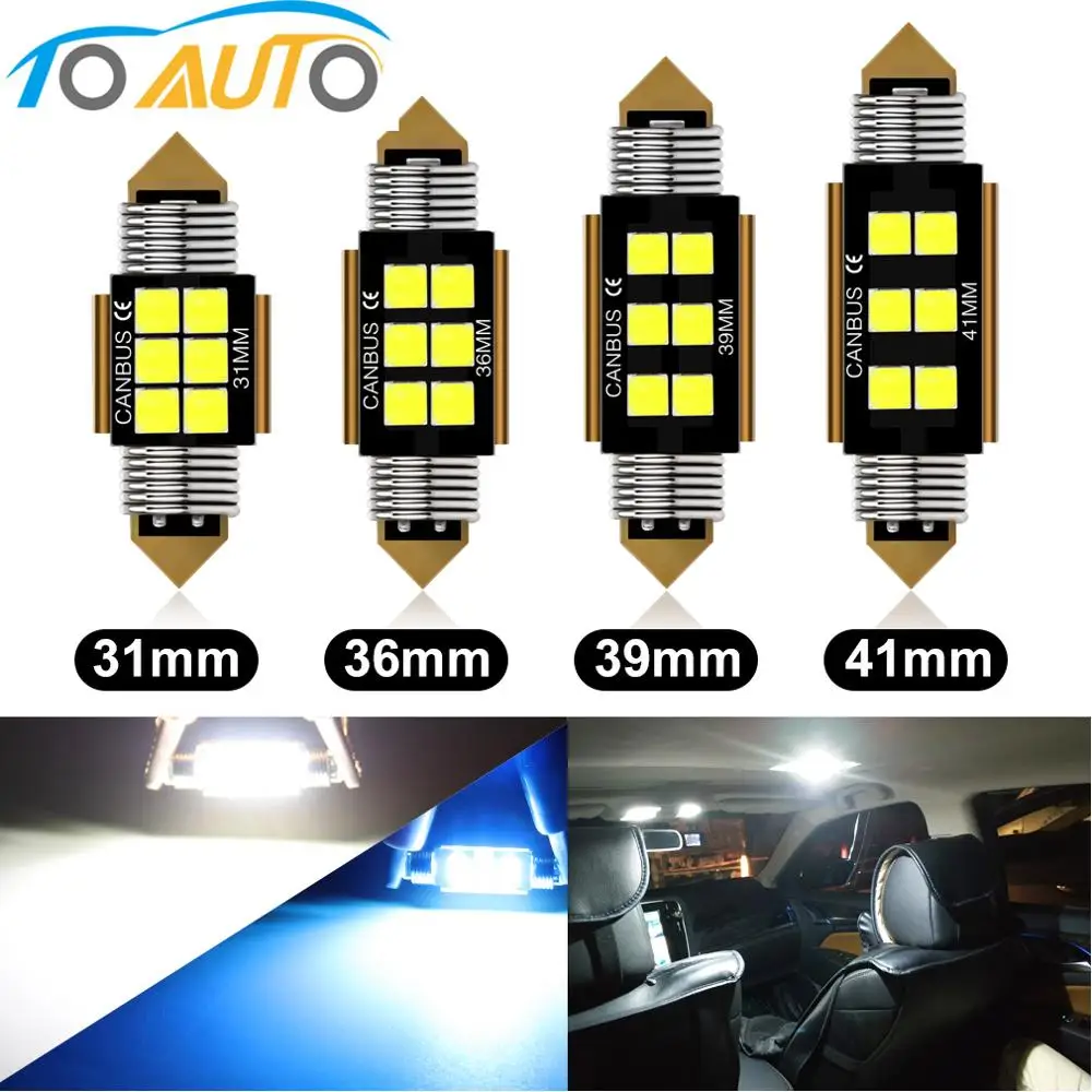 Светодиодная лампа Festoon 31 мм 36 39 41 C5W C10W 6SMD супер яркие чипы 3030 автомобильный