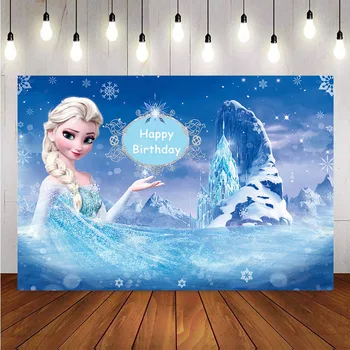 

Customize Frozen birthday backdrop for party decoration snow castle background for photo studio children custom birthday theme