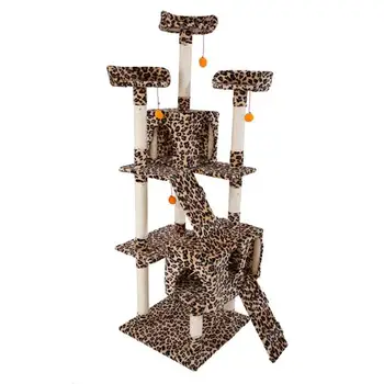 

Leopard Cat Tree Tower 72" Stable Cute Cat Climbing Tree Scratcher For Cat SKU36608698