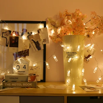 

Garland LED String lights Card Photo Clip 1.5M 3M 6M chandelier flash lamp christmas Decoration for indoor outdoor living room