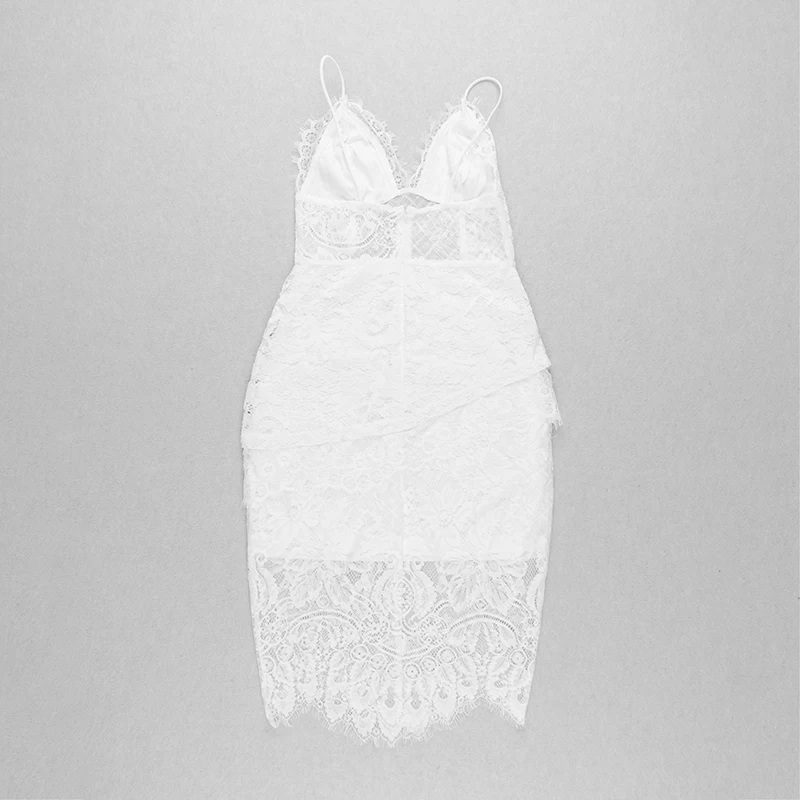 Женское сексуальное кружевное до колена черное белое Бандажное Платье женское элегантное вечернее платье Vestido de fiesta