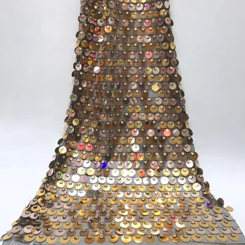 

7 options New fashion sequins French net lace fabric gold African party lace fabric high quality for bling bling dress FJY213