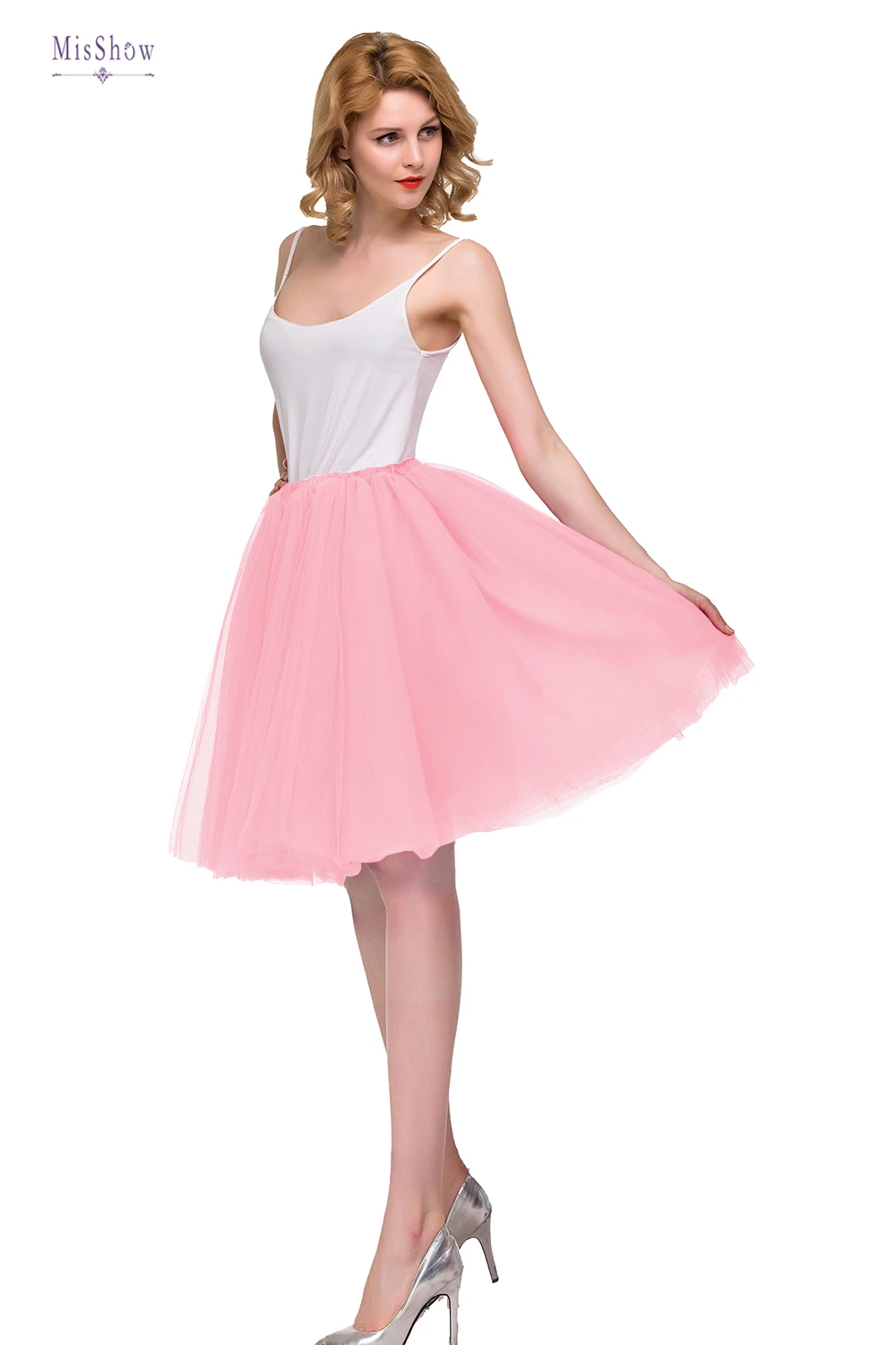 Pink Новые цветные короткие юбки, юбки, свадебные платья, Нижняя юбка из тюля с пятью слоями, Женская юбка, свадебные аксессуары - Цвет: Pink