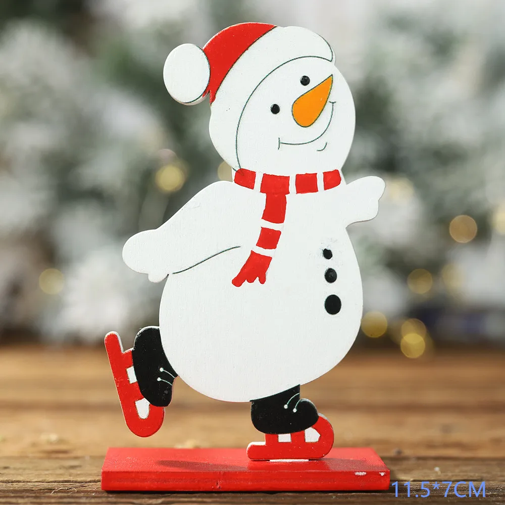 Год последняя натуральная Деревянная Рождественская елка орнамент Звезда Сердце деревянная подвеска Noel Рождественское украшение для дома Рождественский подарок - Цвет: snowman