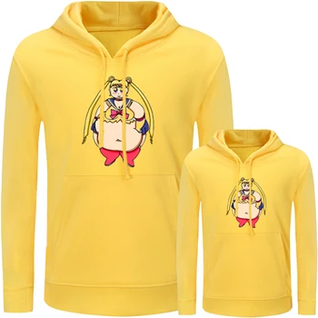 

Obesity Sailor Moon Design Matching Family Outfits Hoodies Mom Daughter Sweatshirts Women Girl Printed Pullovers Clothes Gift