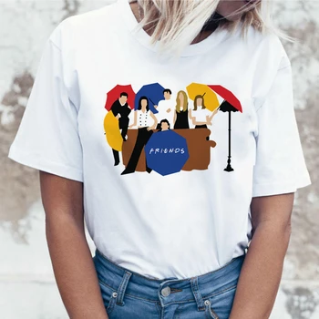 

LUSLOS Friends T Shirt Women Short Sleeve Tshirt F·R·I·E·N·D·S Printed Graphic Tees Female Classic Six of One TV Series T-shirts