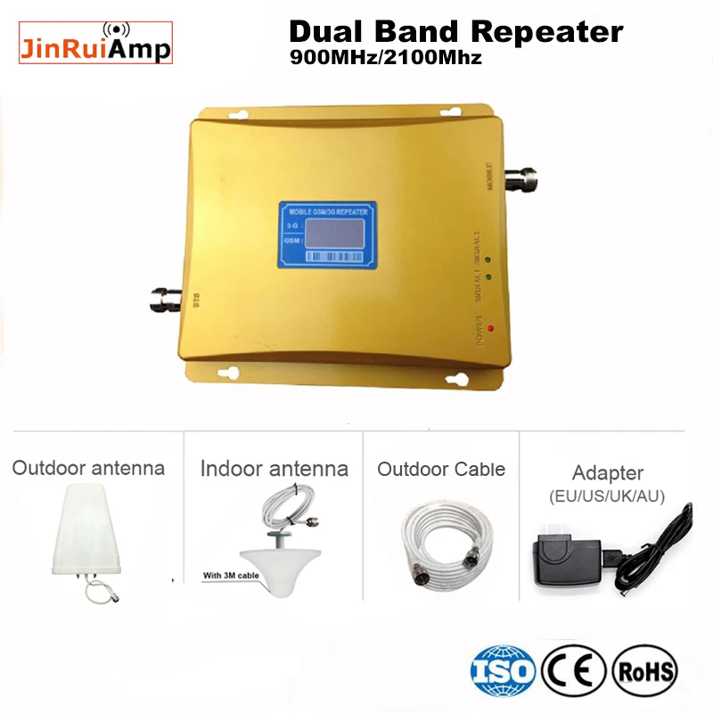

Cellular 3G GSM Signal Repeater 900MHz UMTS 2100MHz 2G 3G Dual Band Cell Phone Signal Booster amplifier kit