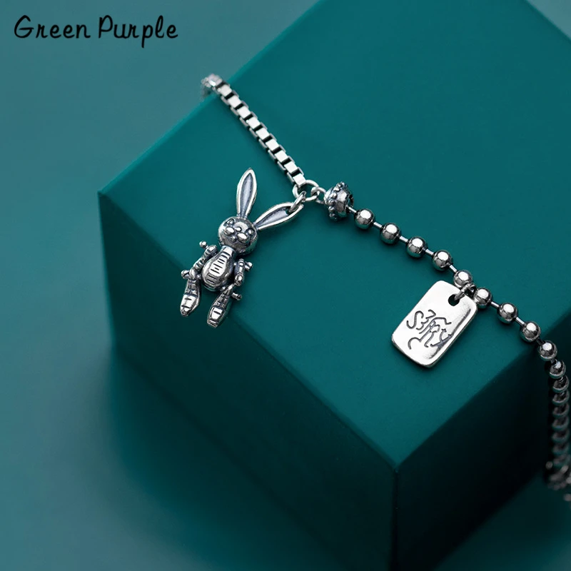 925 Silver Rabbit Bracelet Punk Jewelry Charm Bracelet Bijoux Minimalism Bangles Vintage Joyas Boho Silver Bangles for women