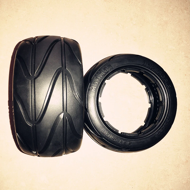 

MADMAX Front and Rear on road Wheel Bald Tire and Tire Skin for 1/5 HPI Rovan KM Baja 5B Rc Car Parts