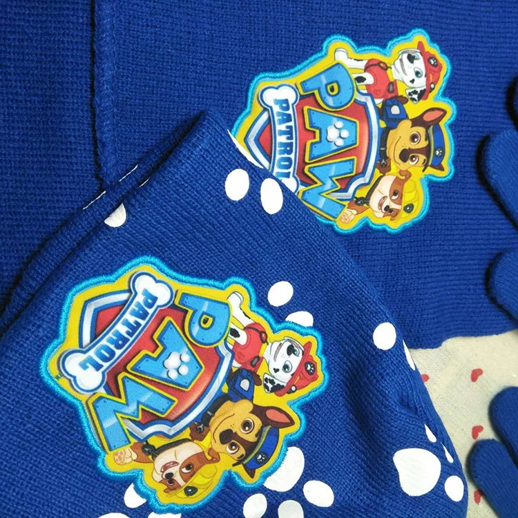 PAW Patrol/вязаная шапка, шарф, перчатки, детский зимний теплый вязаный модный костюм из трех предметов на день рождения, рождественский подарок