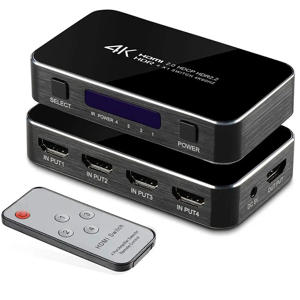 HDMI Switch 4x1 60hz 4 Port Auto Box Support HDCP 2.2 4Kx2K 3D 1080P in 1 Out Switcher Sele | Электроника