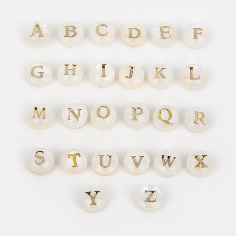 White gold letter alphabet letter metallic letter Beads Round