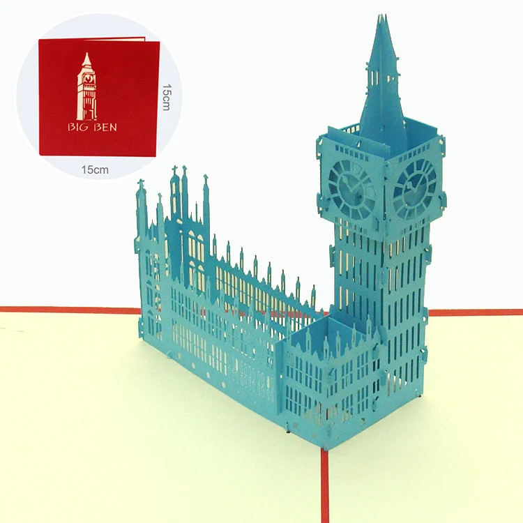 big ben-blue 3D всплывающие открытки на день рождения 3D миниатюрные Пригласительные открытки мировые аттракционы визитная открытка подарки для мальчиков поздравительная открытка туристическая открытка - Цвет: big ben-blue