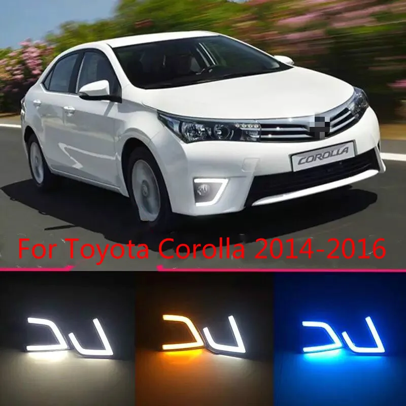 

Светодиодные дневные ходовые огни для Toyota Corolla 2014, 2015, 2016, автомобильные аксессуары, водонепроницаемые, ABS, 12 В, DRL, противотуманные фары, украшение