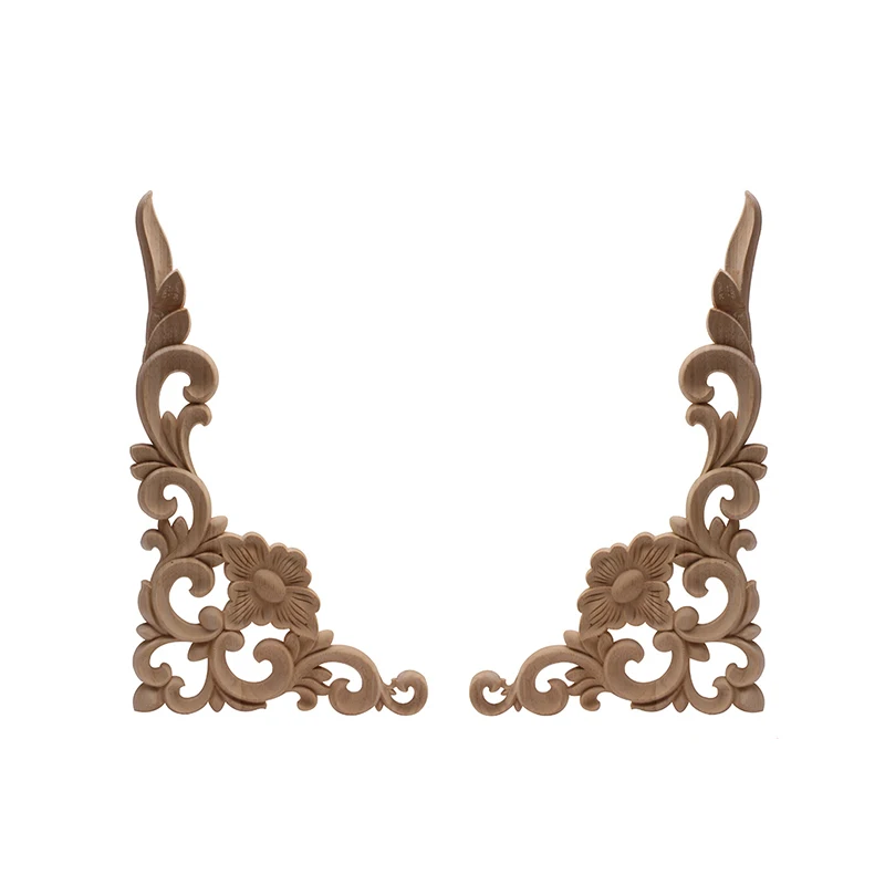 

Exquisite Decoration Antique Long Rose Leaves Wooden Furniture Cabinet Corner Wood Applique Wood Decal Wood Figurines Hot Sale
