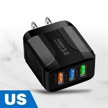 2020 novo 3usb-5.1a led viagem rápida carregador de carga rápida qc 3.0 hub usb adaptador de alimentação 5.1a adaptador de parede eua plug 3 porto 5p3