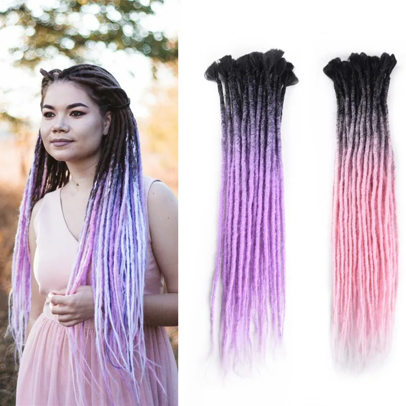 Full Star Synthetic Ombre Faux Locs Crochet Hair 24" 5strands/pack Low Temperature Fiber Lock Braiding Hair Extensions