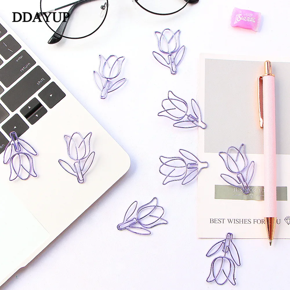 12Pcs/lot Tulip Bookmark Planner Paper Clip for Book Stationery School Supplies