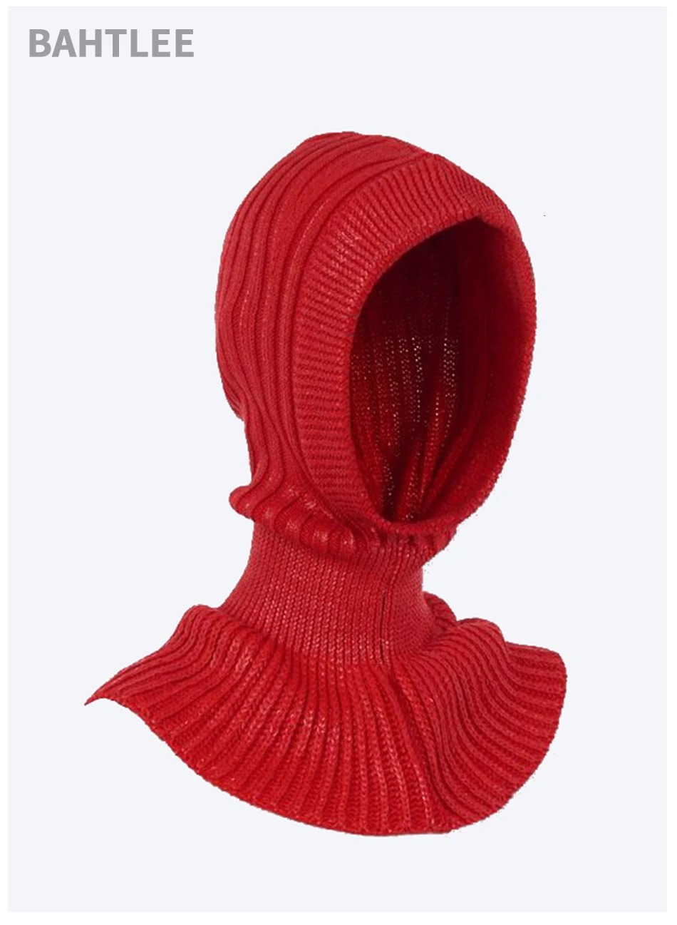 BAHTLEE зимняя женская балаклава шерстяная вязаная шапка шарф шапки шеи теплые шапки