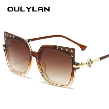 

Oulylan Cat Eye Sunglasses Women Luxury Diamond Design Square Sun Glasses Men Blue Mirror Sunglass Big Frames Eyeglasses Ladies