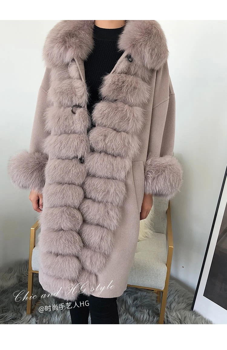 Hot Promotion High-end Fashion Modern Warm Cut Wind Stylish Wool Coat Female Windproof Thick Streetwear Christmas Cashmere Coat - Цвет: Фуксия