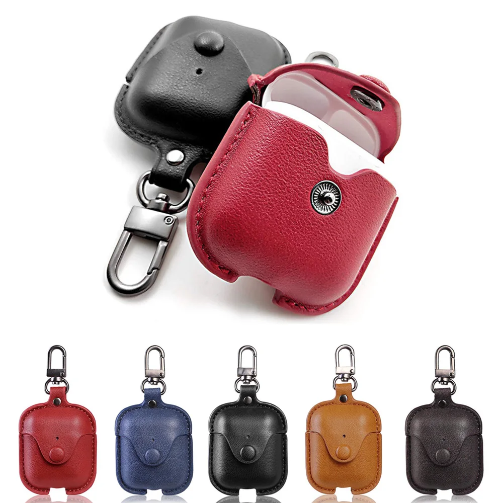 Портативный кожаный защитный чехол для наушников Ретро Airpods Apple зарядная коробка