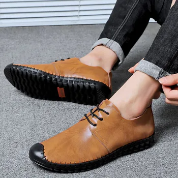 

PACIFIC OCEAN Genuine Leather Casual Shoes Men Soft Comfortable Driving Men Shoes Lace Up Flats Male Shoes Classic Footwear
