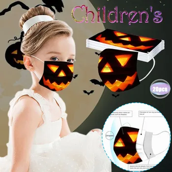 

Children's Facemask 20pcs Halloween Printed Mouth and Nose Cover Breathable Disposable Mondmasker Filter Three-layer Masks