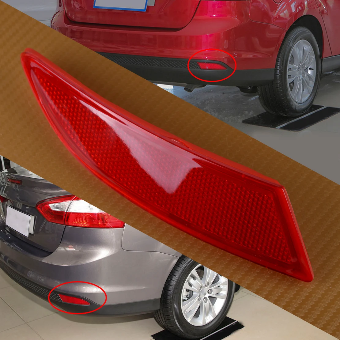CITALL автомобиль красный пластик правый задний бампер отражатель 19x4,2 см подходит для Ford Focus BM51515BOAE 2012-2013