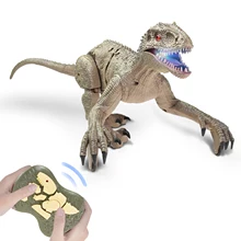 RC Dinosaur 2.4 Ghz Simulation RC Velociraptor Intelligent Remote Control Dinosauria Toy With LED Light Roaring Gift for Kids