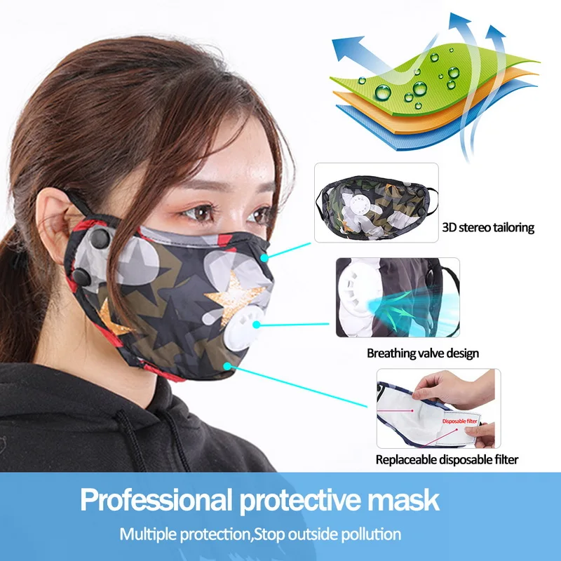 

YELITE Face Mask With Valve Respirator Washable Reusable Disposable Filter Pad Mask Mouth Covers Dust Masks ffp3 Face Shield
