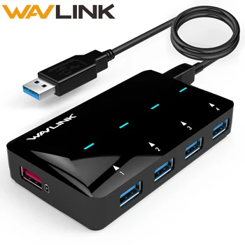 

Wavlink USB Hub with Power Adapter 12V/2A 4 USB 3.0 Data Ports/ 1 USB Smart Charging USB Powered Charging Hub For Window Mac OS